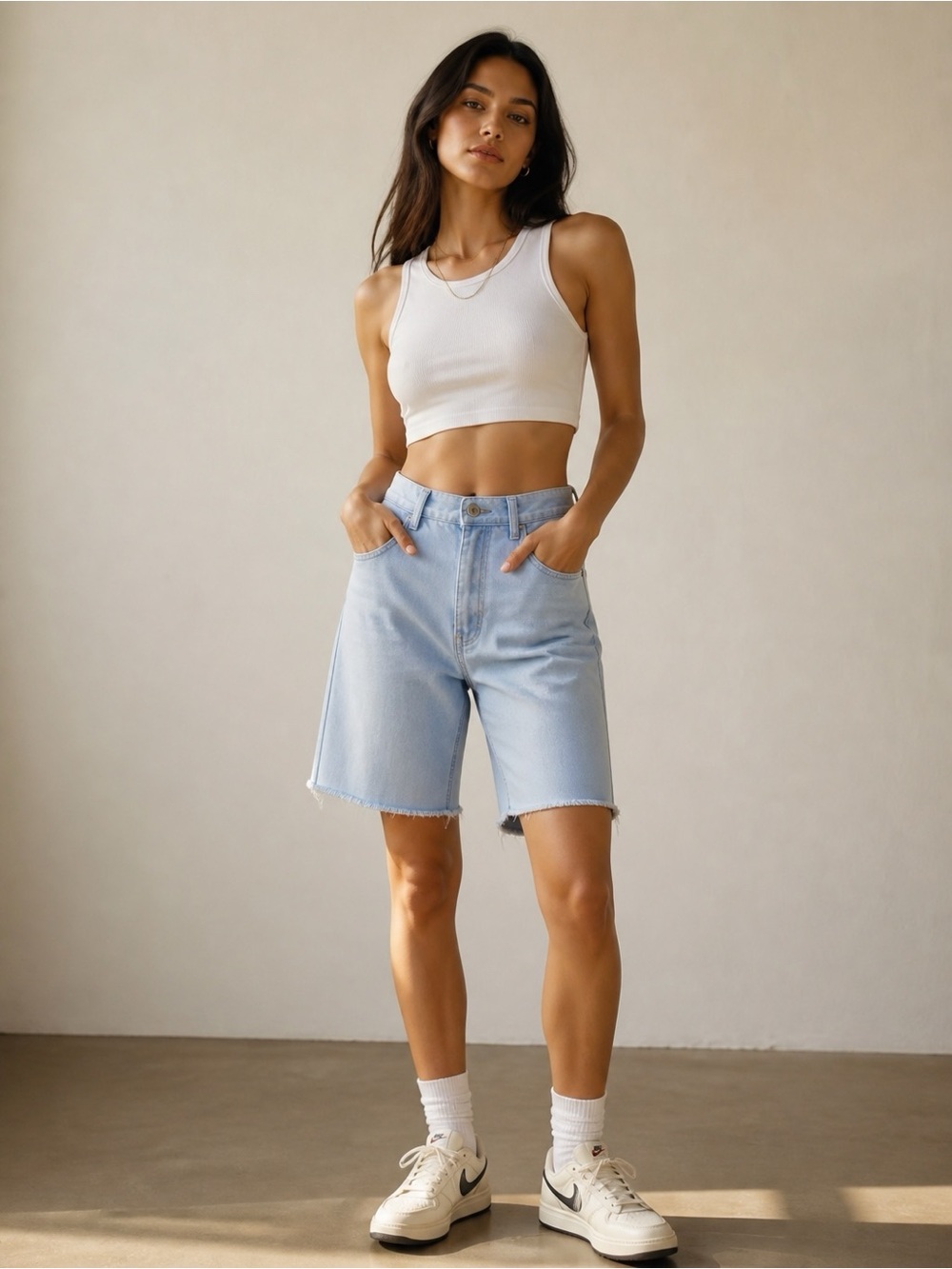Vintage BILL BLASS High Rise Jean Shorts 8P Light Wash Jorts 100% Cotton 90s
